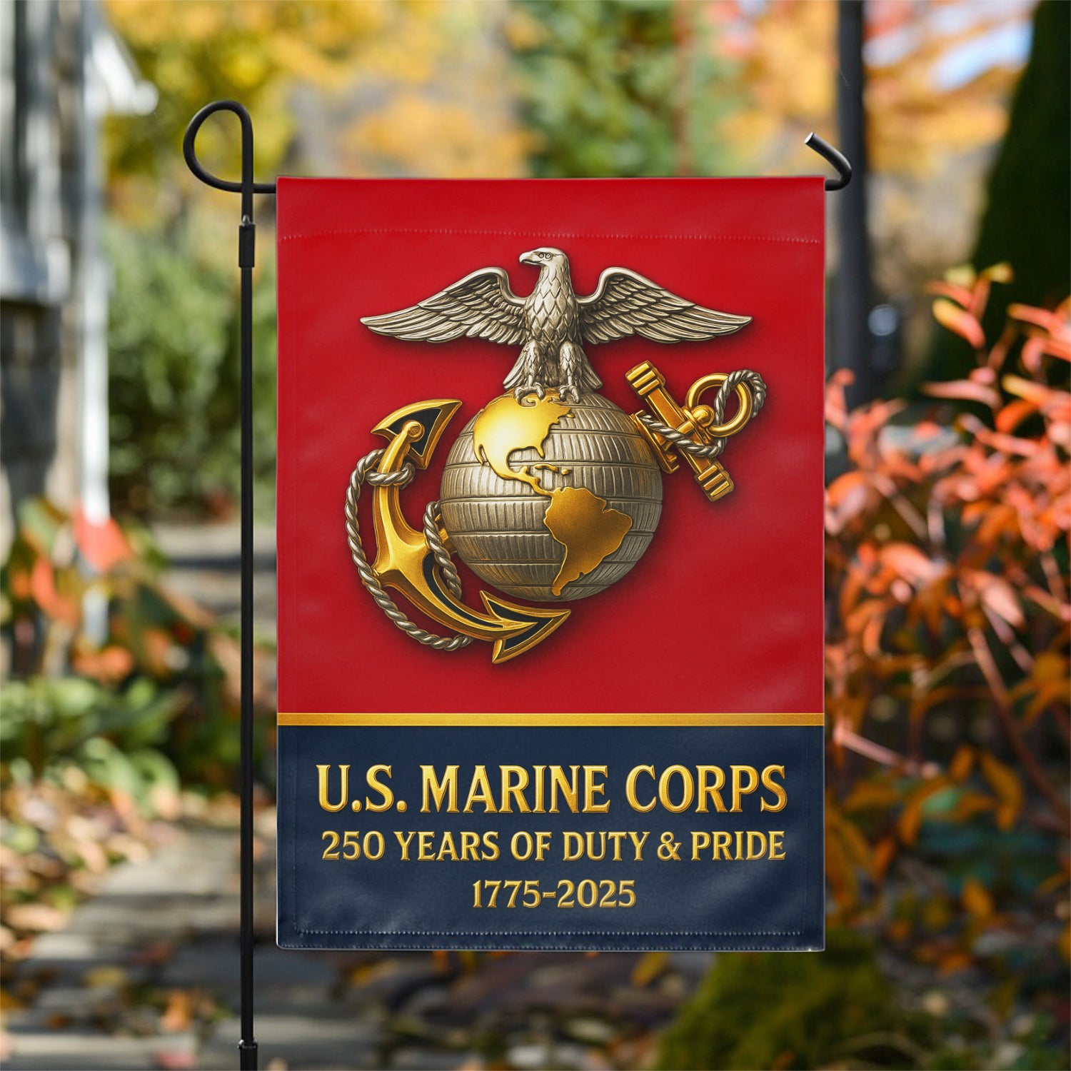MARlNE 250 Years Of Duty & Pride Garden Flag 12" x 18" Twin-Side Printing