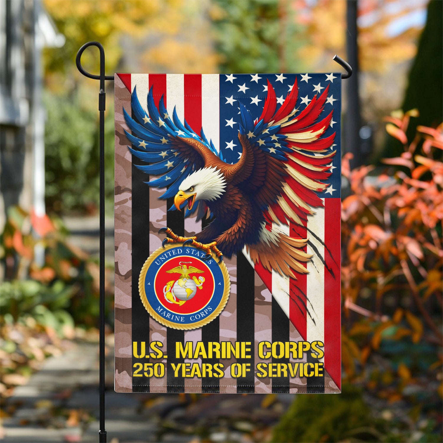 MARlNE 250 Years Of Service Garden Flag 12" x 18" Twin-Side Printing
