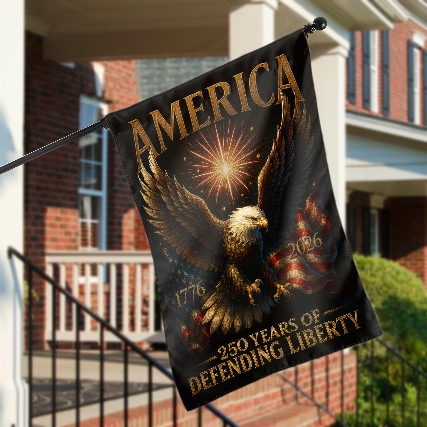 America 250 Years Of Defending Liberty House Flag 28''x40'' Twin-Side Printing