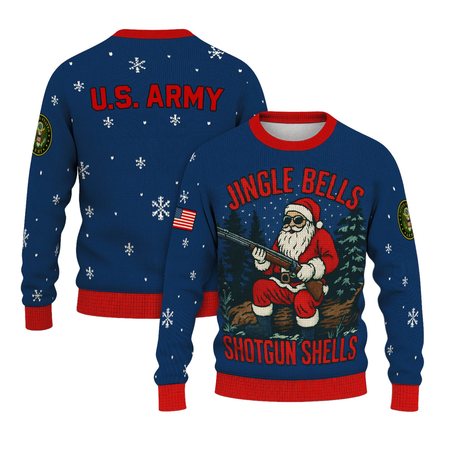 US Army Jingle Bells Shotgun Sells Ugly Christmas Sweater