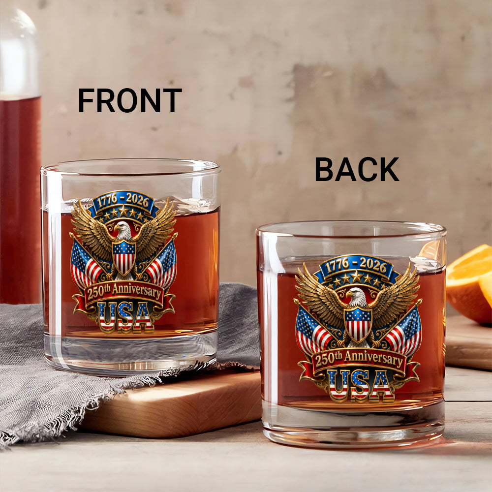USA 250 Years Whiskey Glass Independence Day Keepsake