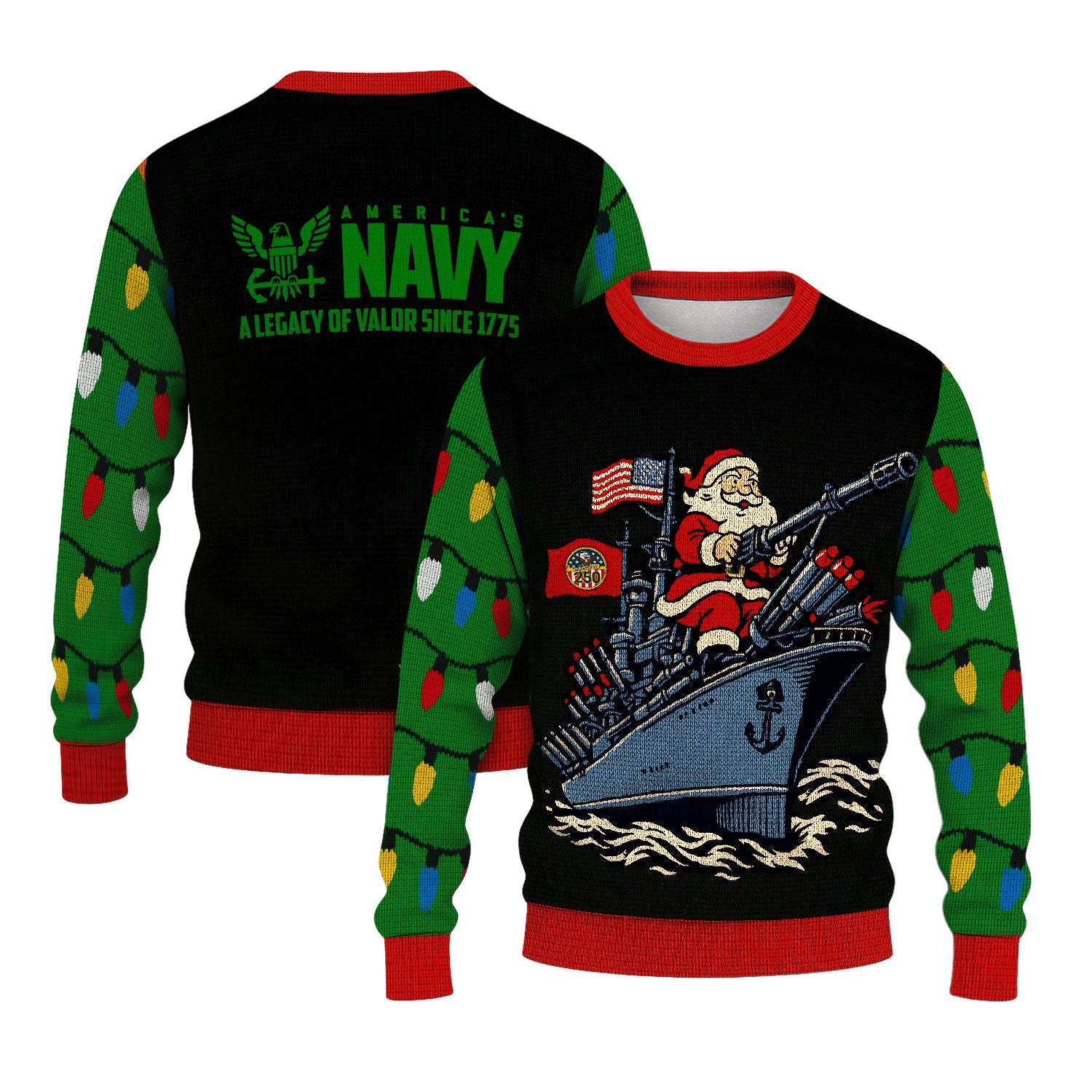 America's Navy A Legacy Of Valor Since 1775 Christmas Ugly Sweater