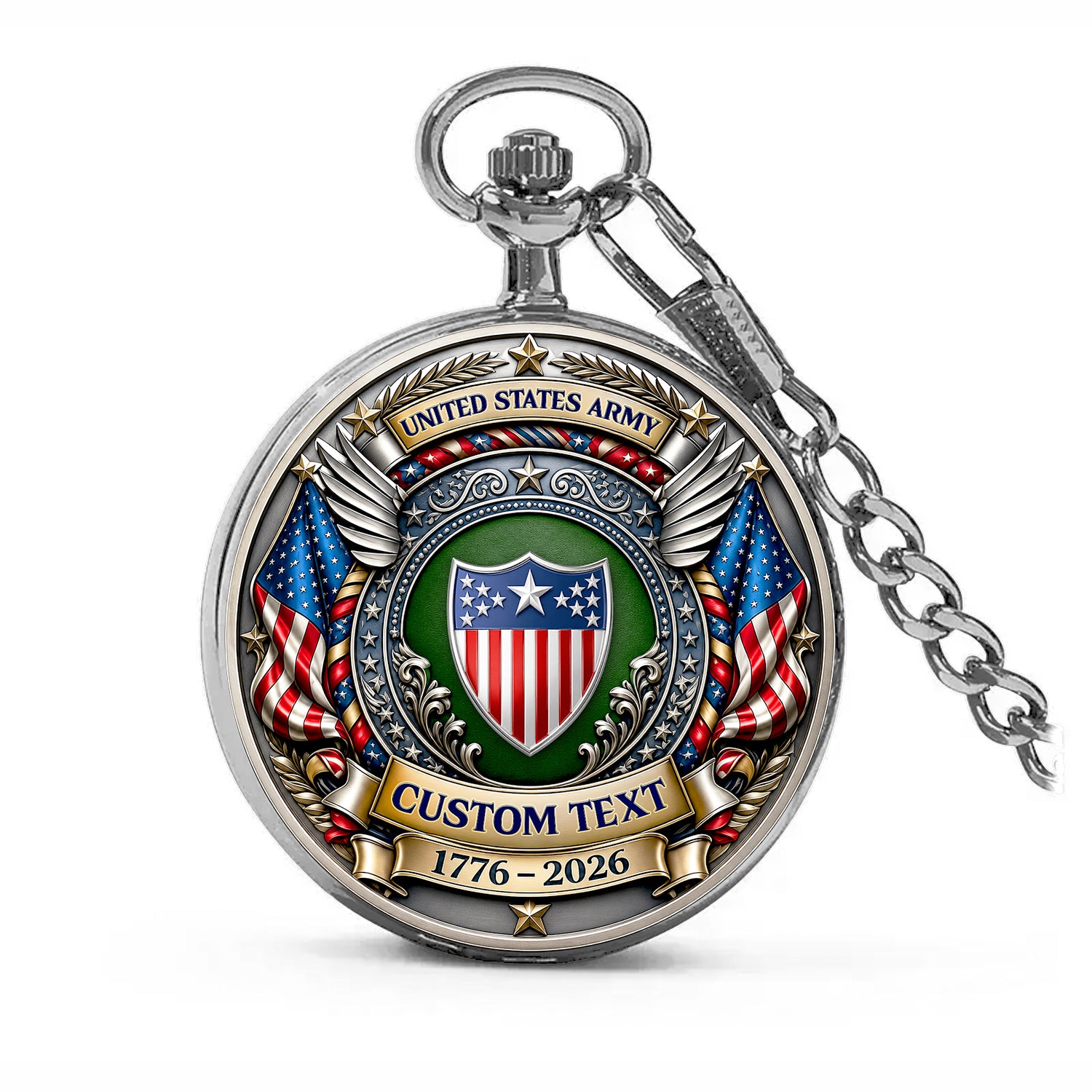Custom Army Pocket Watch 250th Anniversary Veteran Gift