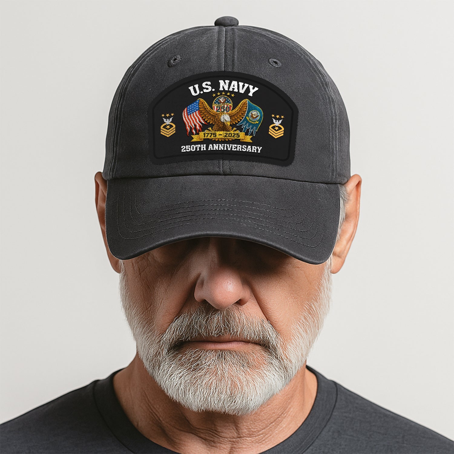 Custom Ranks US Navy Premium Washed Denim Cap DC009