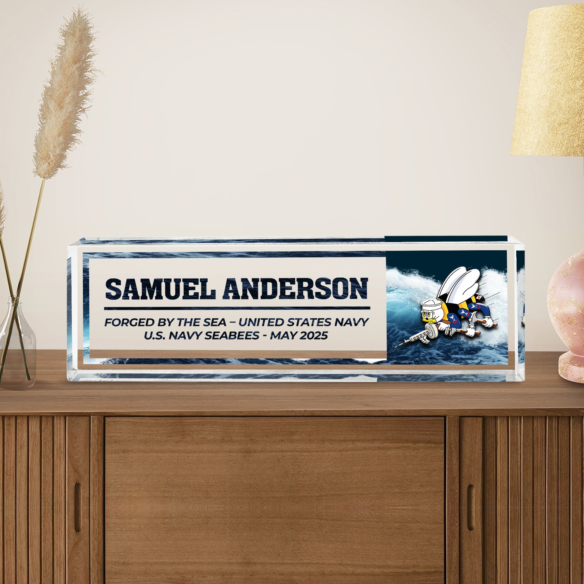 Custom US Navy Desk Plaque – Personalized Service Tribute
