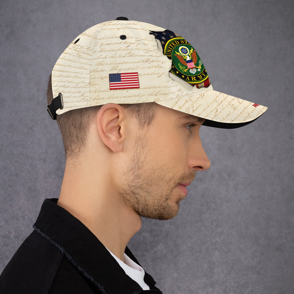 Custom Ranks/Insignia, Personalized Name And Years Served All Over Prints Premium Classic Cap JAOVC14