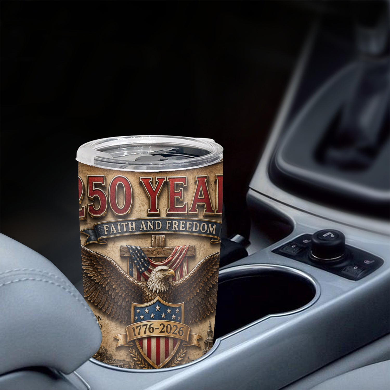 America 250 Years Faith and Freedom 20oz Tumbler Patriotic Gift