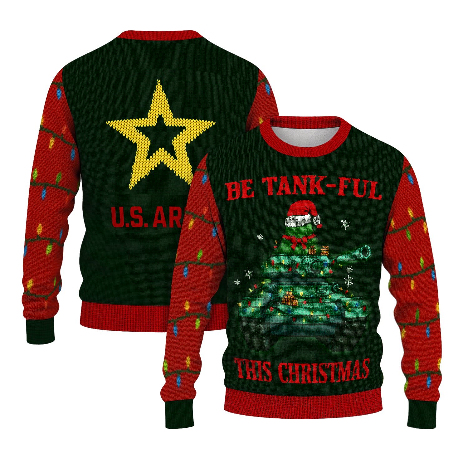 US Army Be Tank-Ful This Christmas Ugly Christmas Sweater