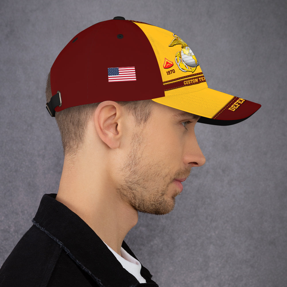 Custom Ranks/Insignia, Personalized Name And Years Served All Over Prints Premium Classic Cap JAOVC07