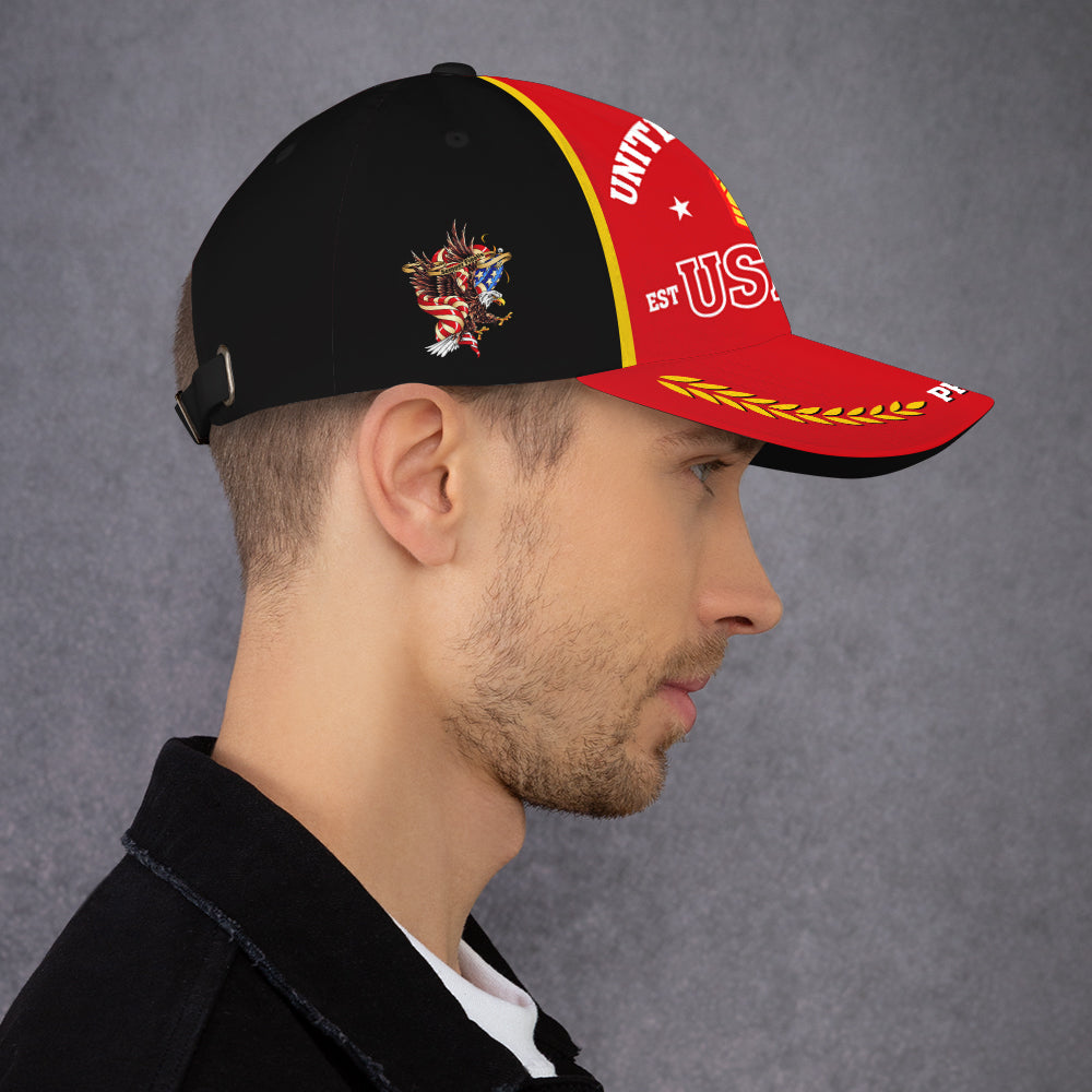 US Military Proudly Served Custom Ranks/Insignia, Personalized Name And Years Served All Over Prints Premium Classic Cap