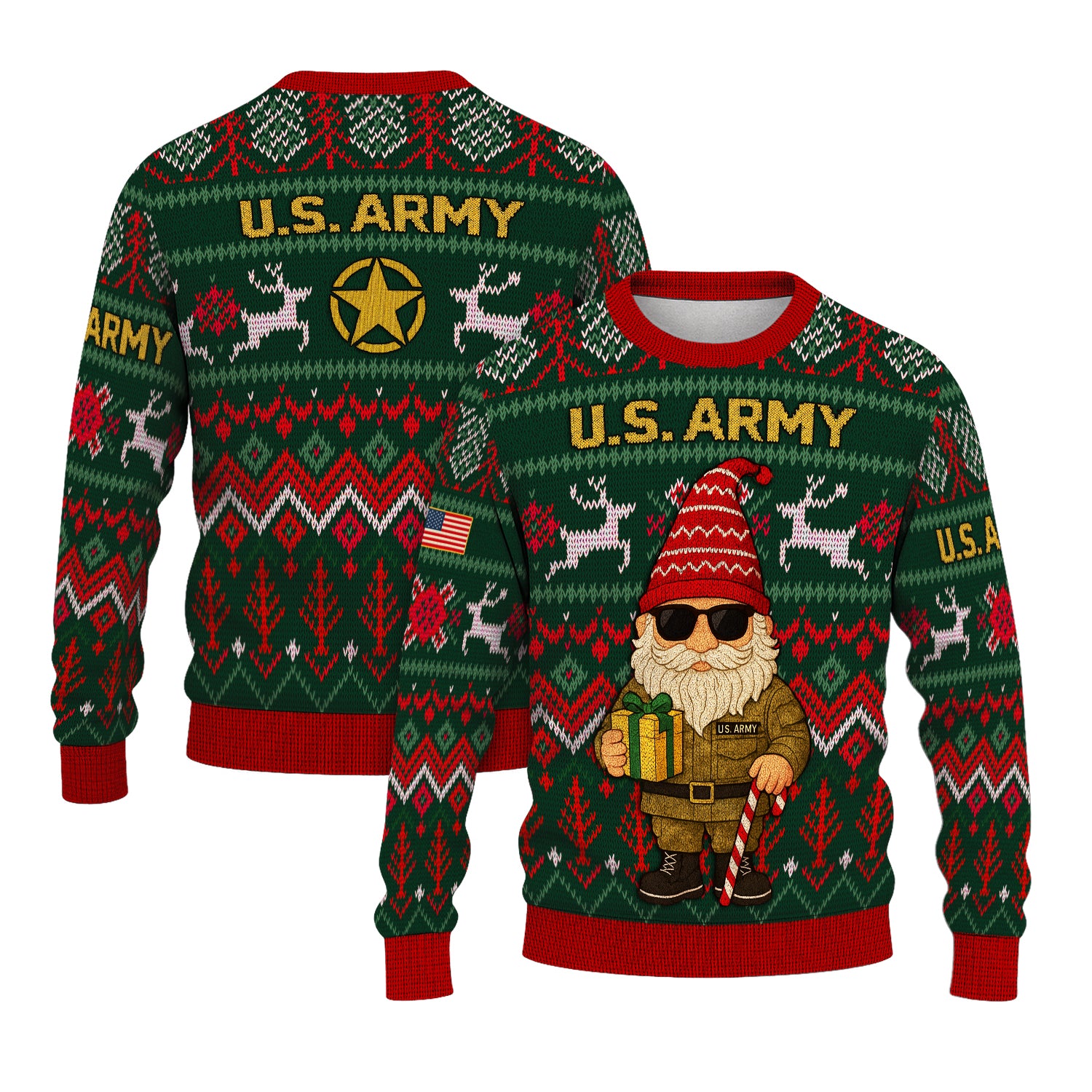 US Army Santa Cloud Ugly Christmas Sweater