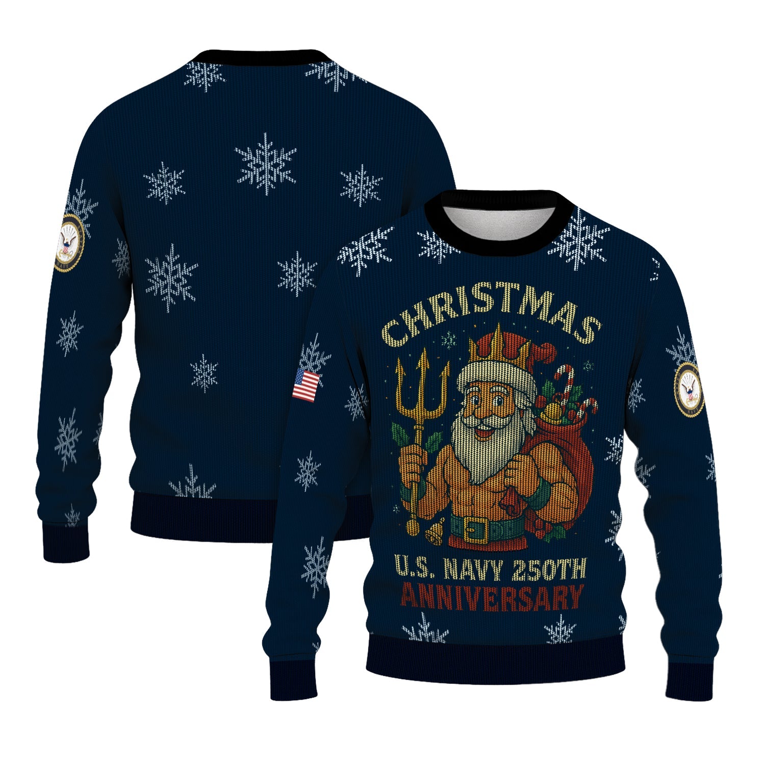 US Navy 250th Anniversary Christmas Ugly Sweater