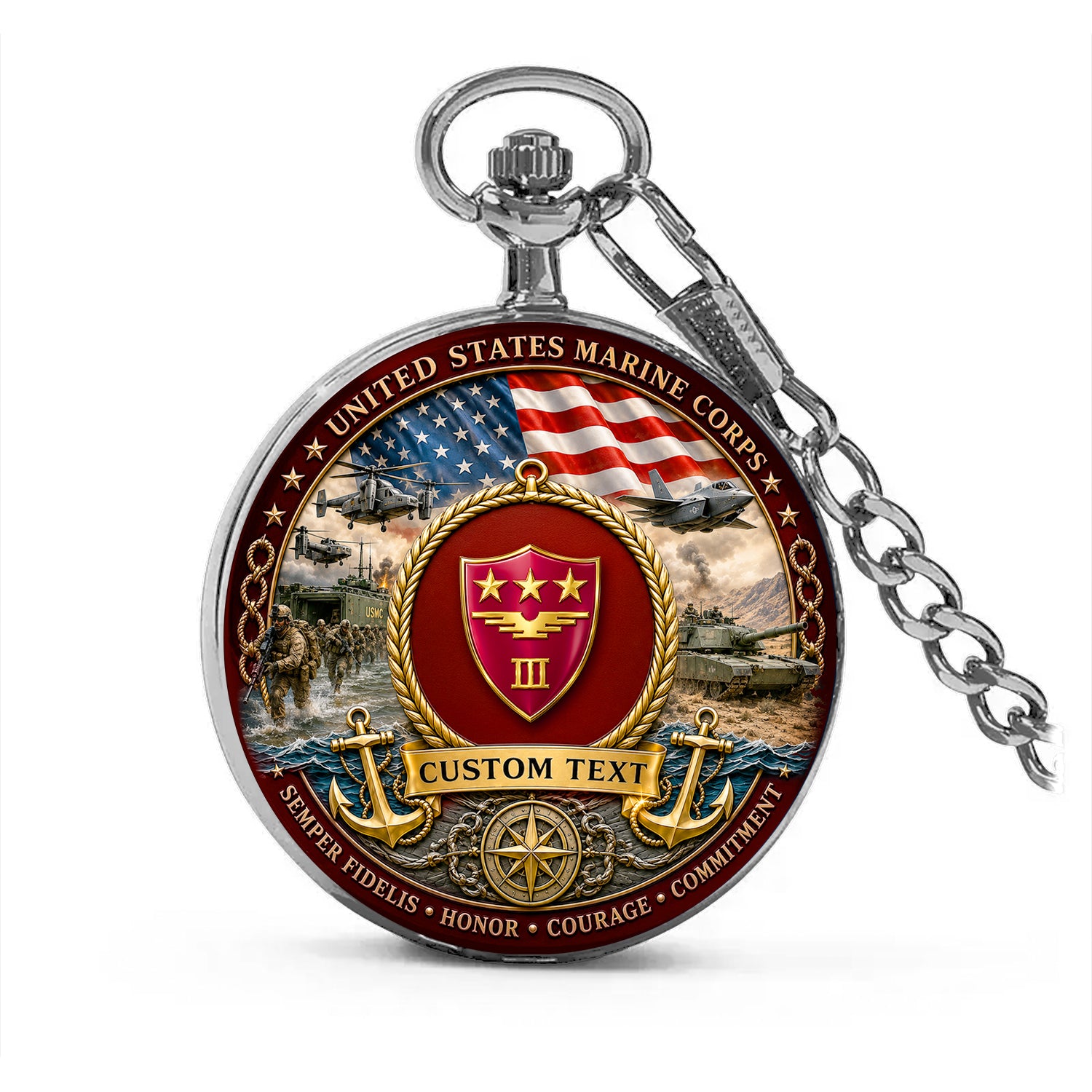 Marine Corps Veteran Personalized Pocket Watch Gift