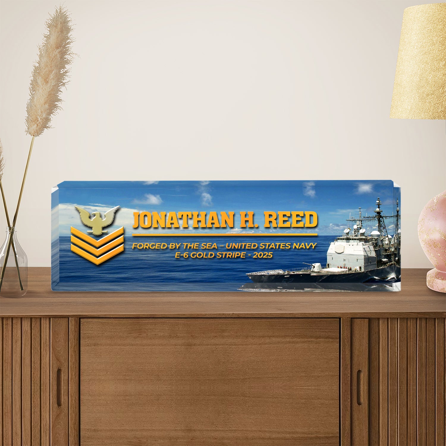 Custom U.S. Navy Ship Acrylic Plaque – Personalized Service Gift