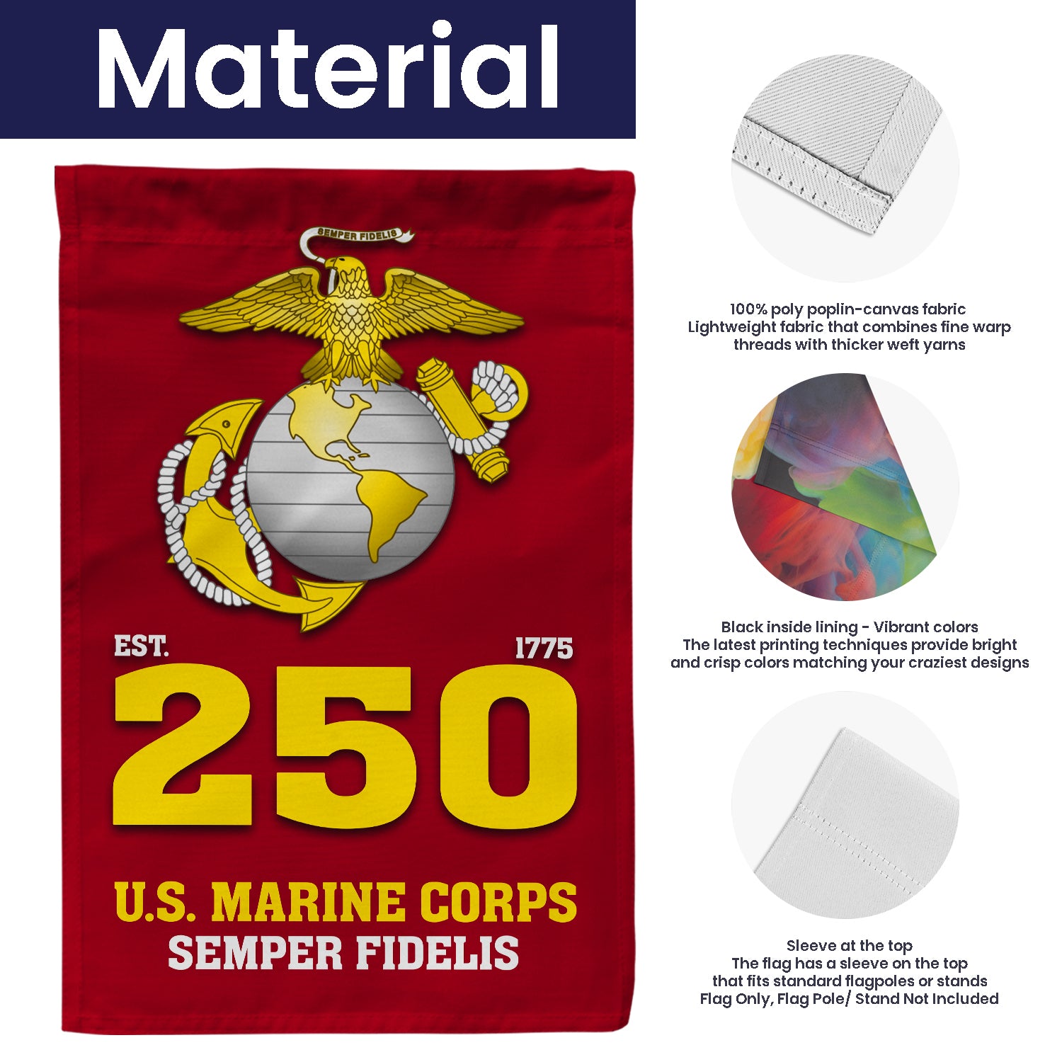 MARlNE Est 1775 Semper Fidelis Garden Flag Twin-Side Printing