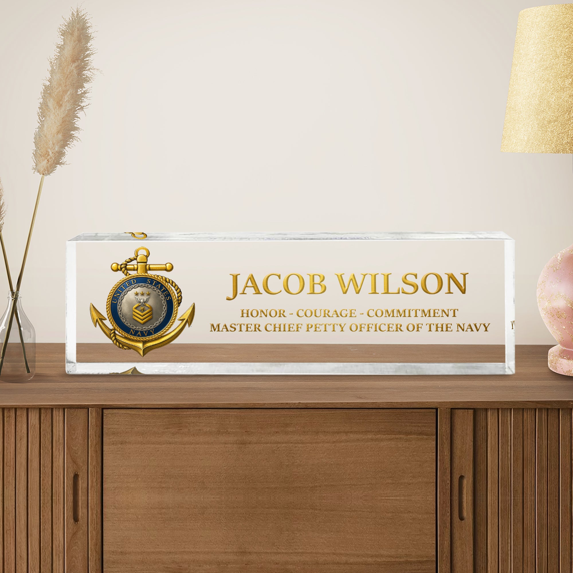 US Navy Custom Desk Acrylic Plaque – 250th Anniversary Gift