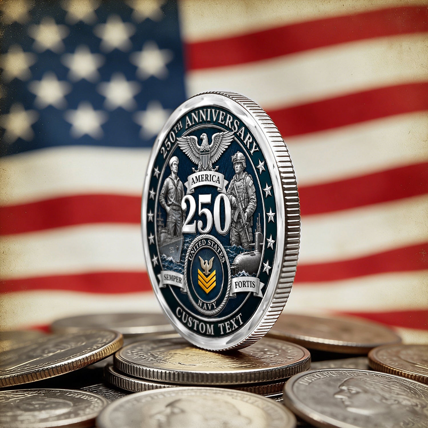 Personalized U.S. Navy Coin 250 Years Military Gift