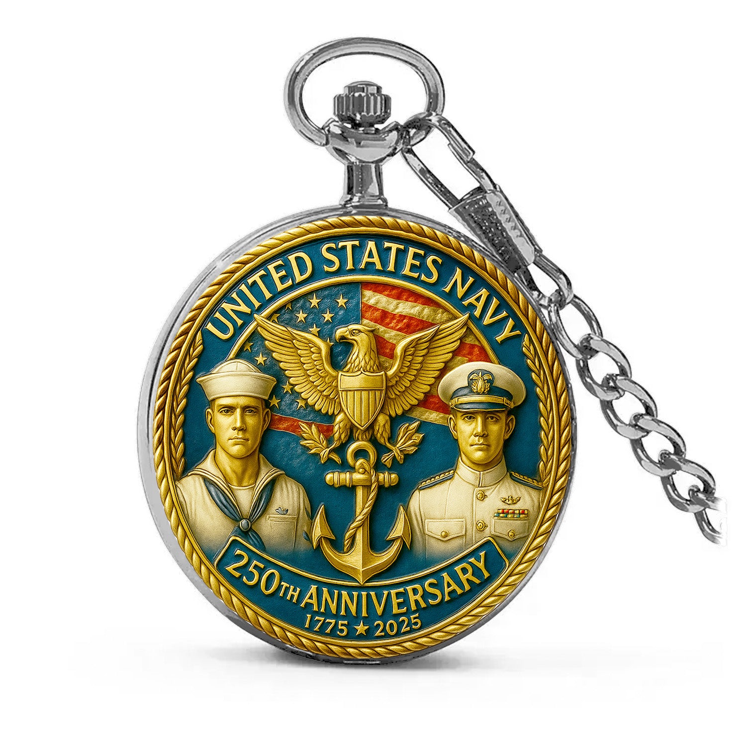 USMC 250th Anniversary Custom Text Pocket Watch Gift