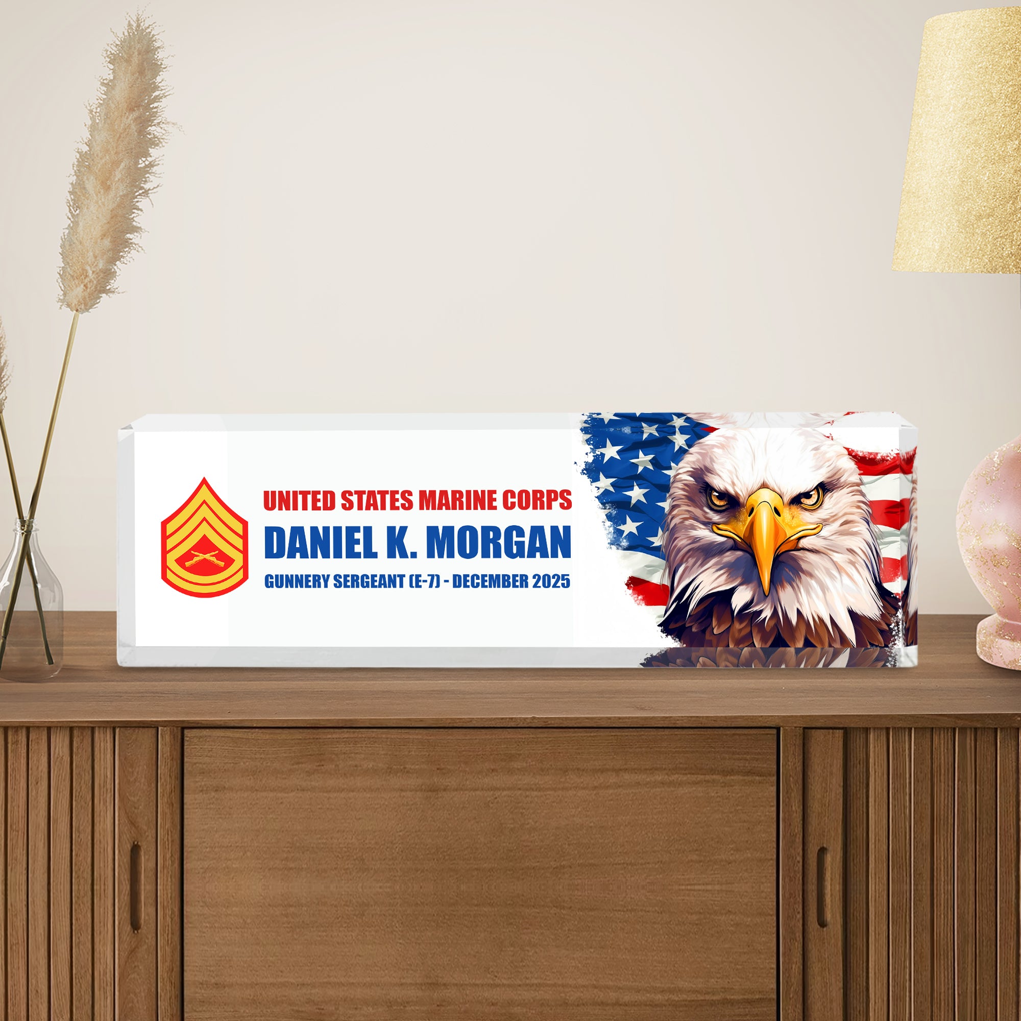 MC Eagle Acrylic Desk Plaque – Custom Name & Promotion