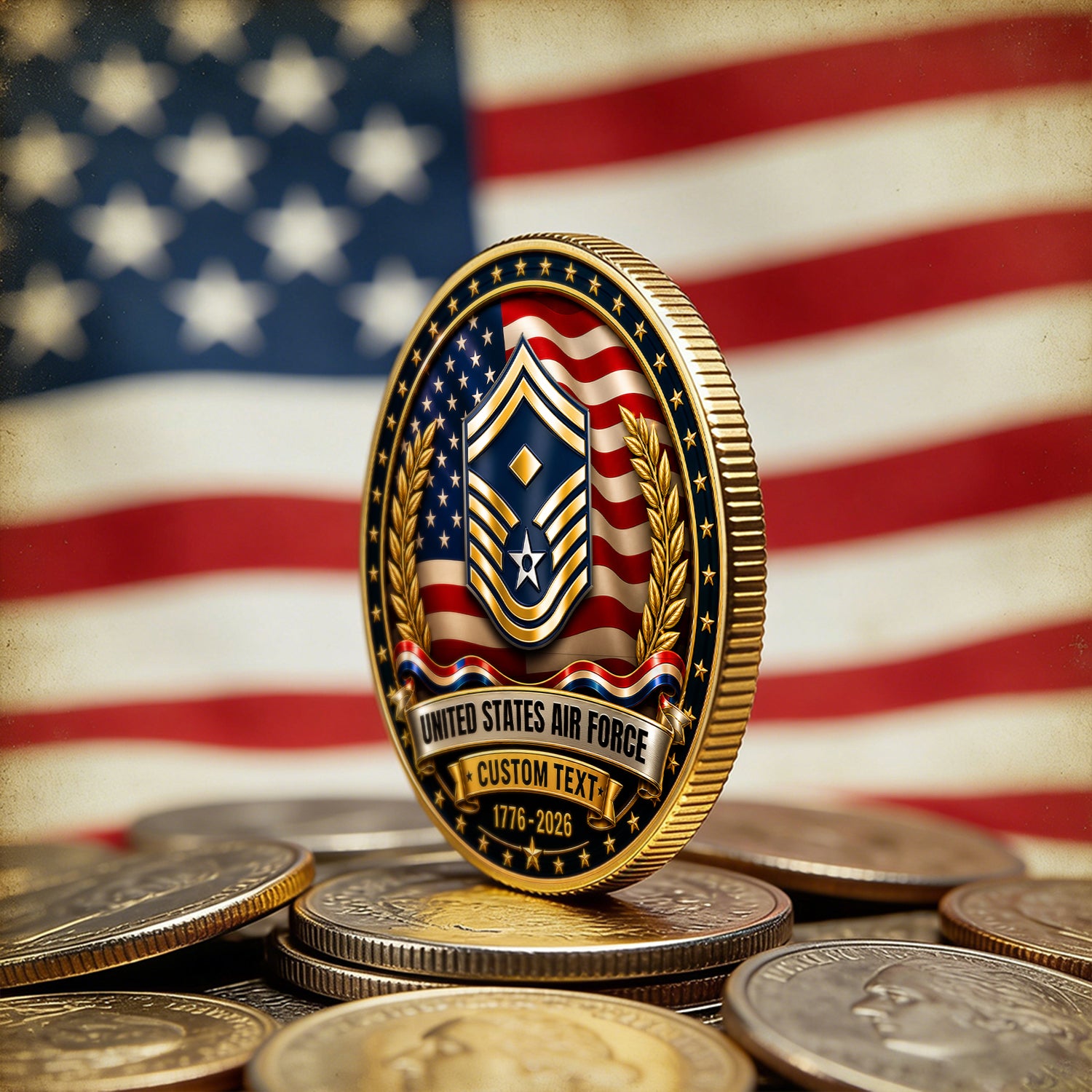 Custom USAF Coin Patriotic Veteran Tribute
