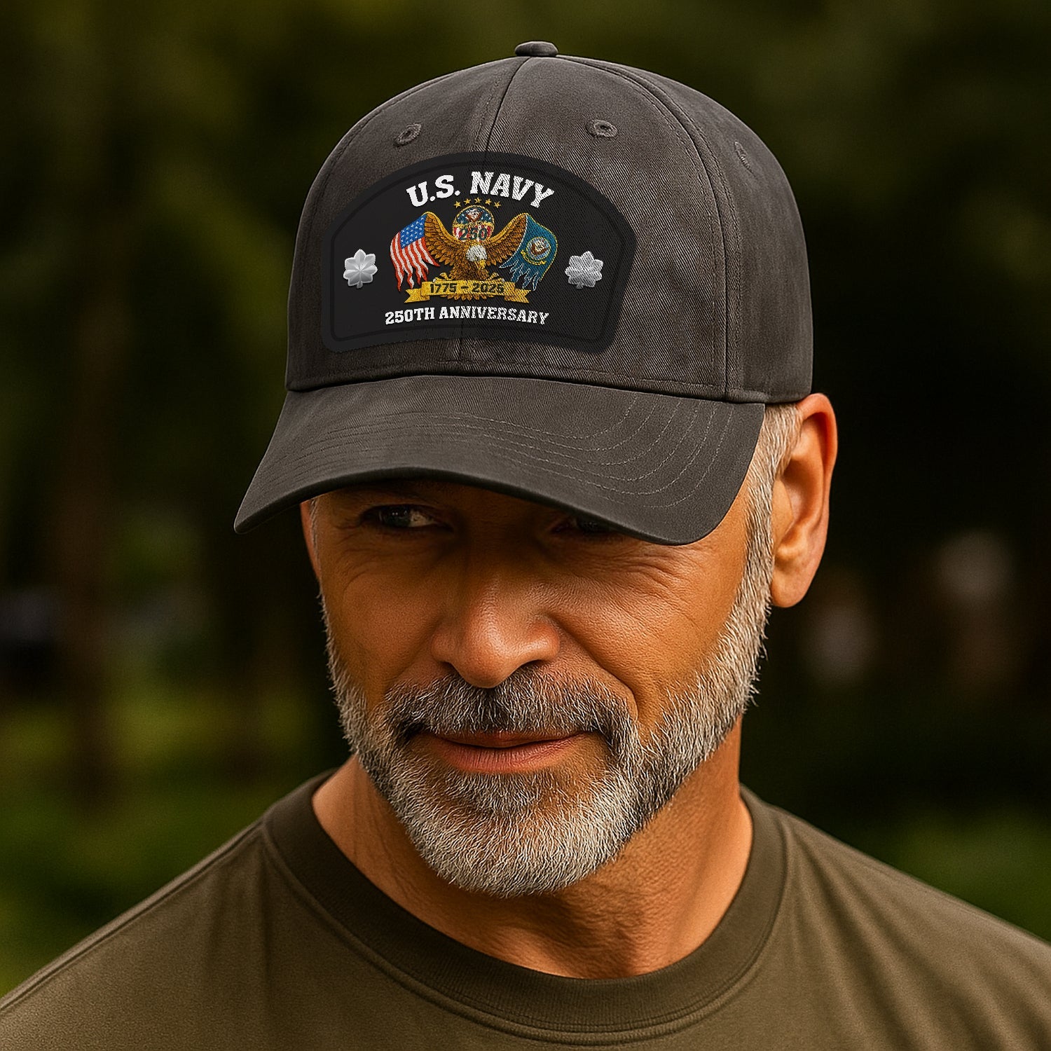 Custom Ranks US Navy Premium Washed Denim Cap DC009