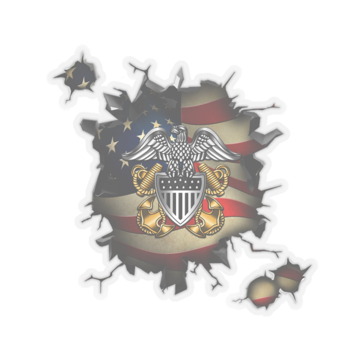 US Navy Officer Cap Device 3D Break Effect Stickers