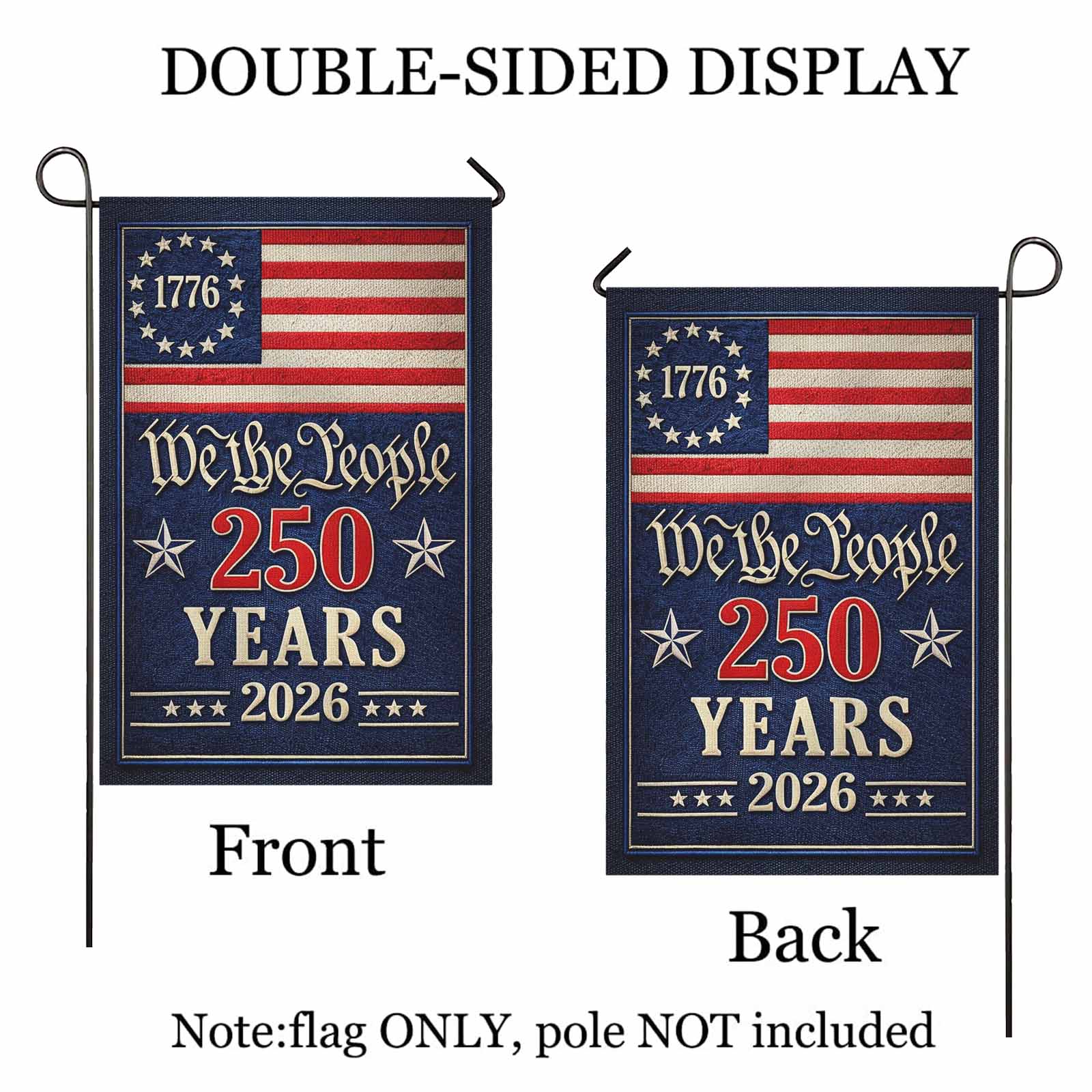 We The People 250 Years Garden Flag Patriotic 1776-2026 America Flag Decor