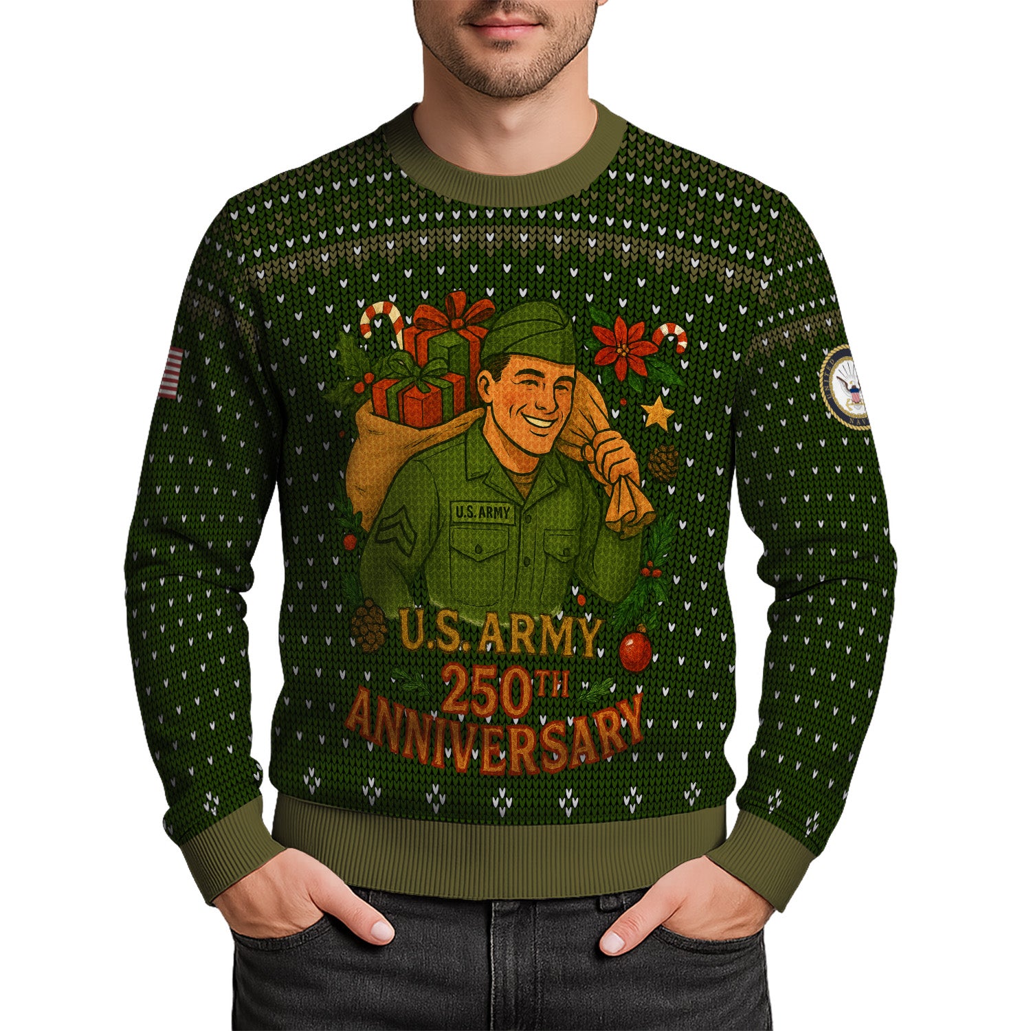 Personalized US Army Ugly Christmas Sweater TUST07