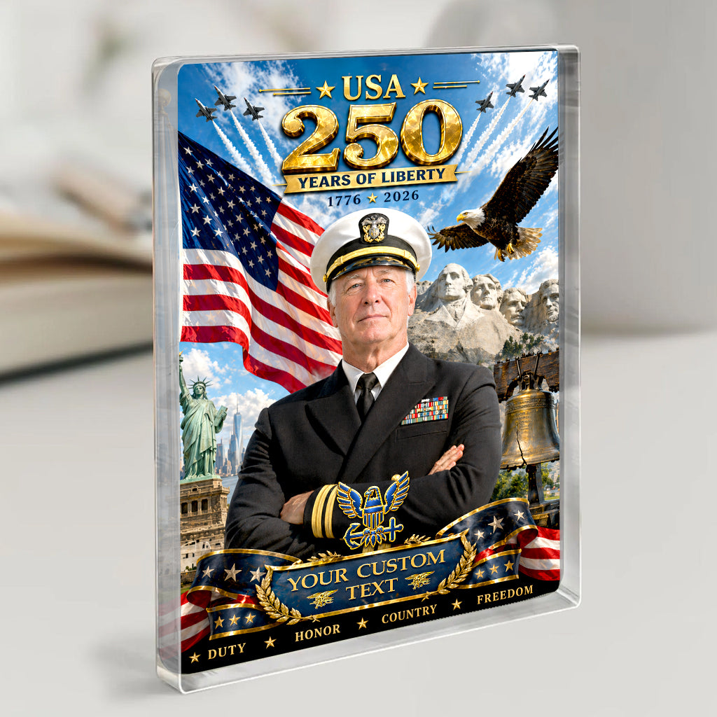 USA 250 Years Of Liberty Custom US Navy Service Uniform Figure Acrylic Block