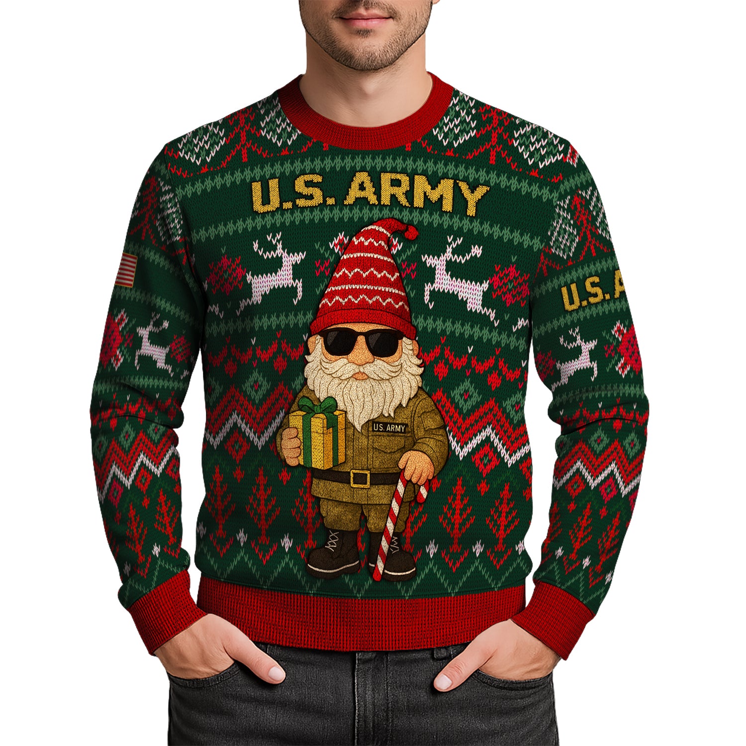 US Army Santa Cloud Ugly Christmas Sweater