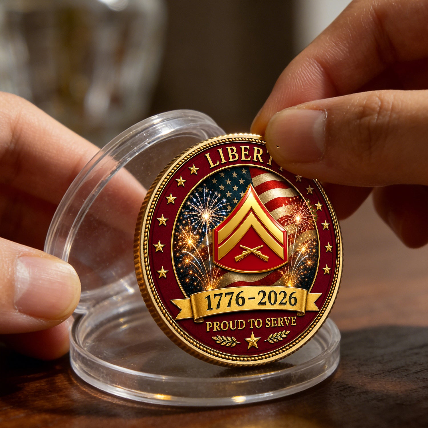 Personalized U.S. MARlNES Veteran Rank Challenge Coin – Custom Text & Rank