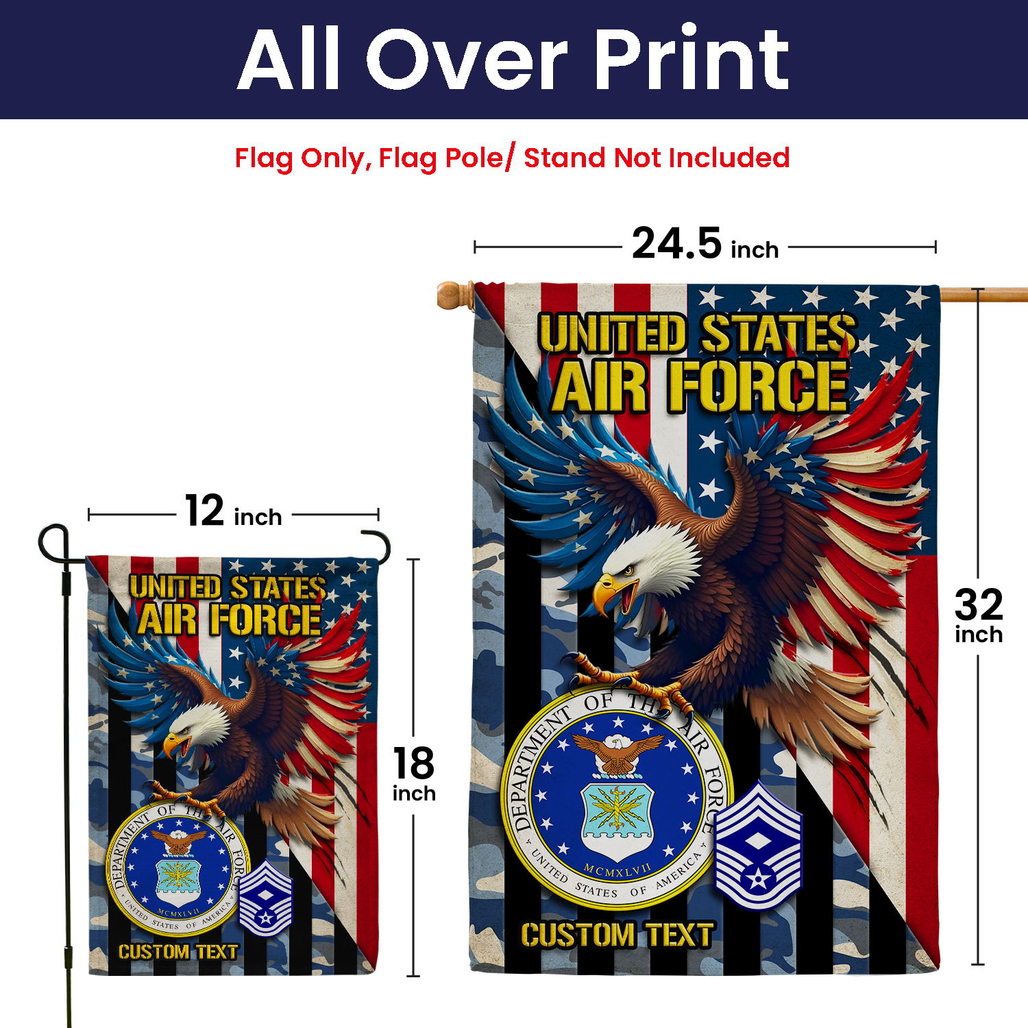 Personalized US Military Logo/Insignia And Text JFLAG07 Garden Flag, House Flag Twin-Side Printing