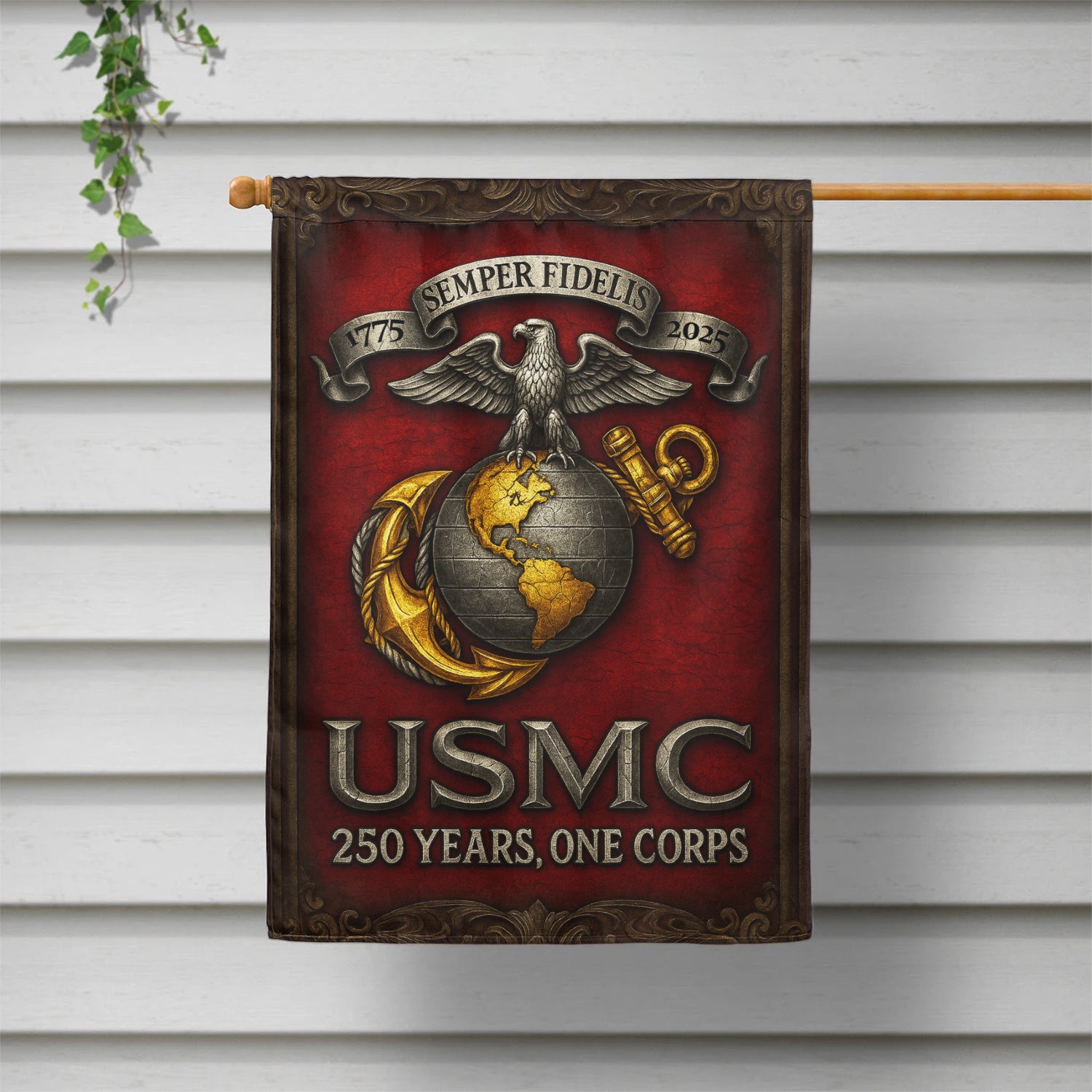 MARlNE 250th Years, One Corps House Flag 28" x 40" Twin-Side Printing