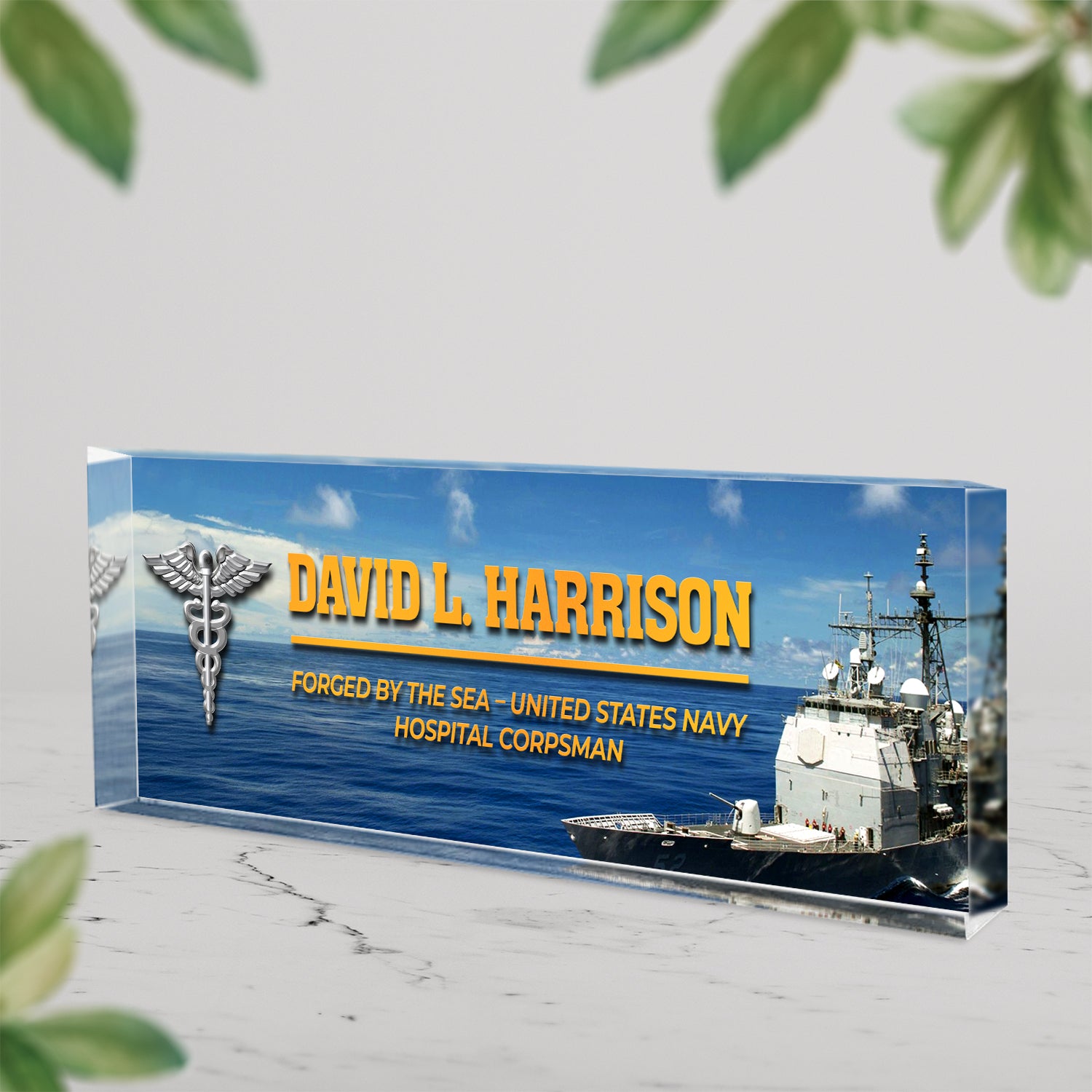 Custom U.S. Navy Ship Acrylic Plaque – Personalized Service Gift