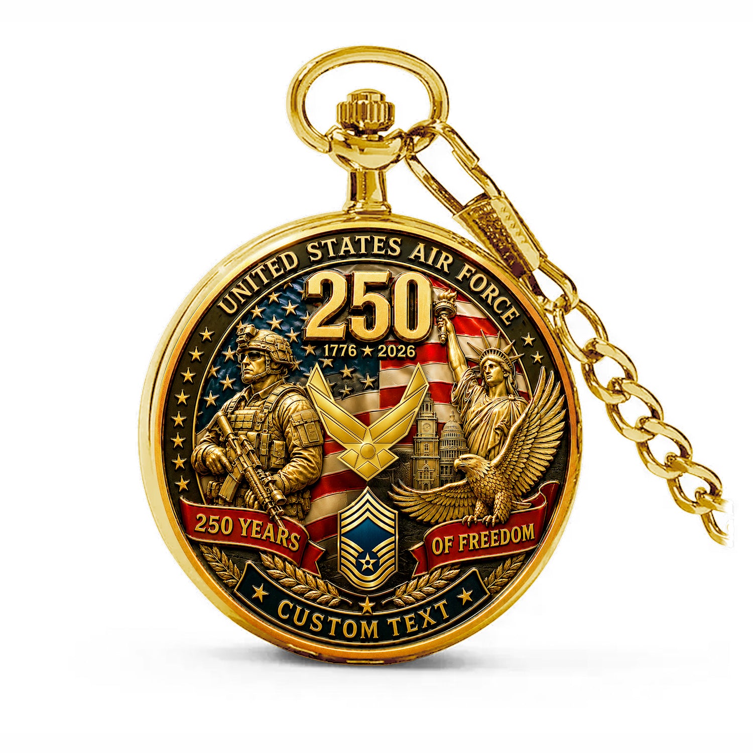 Air Force Veteran Custom Name Pocket Watch Anniversary Gift