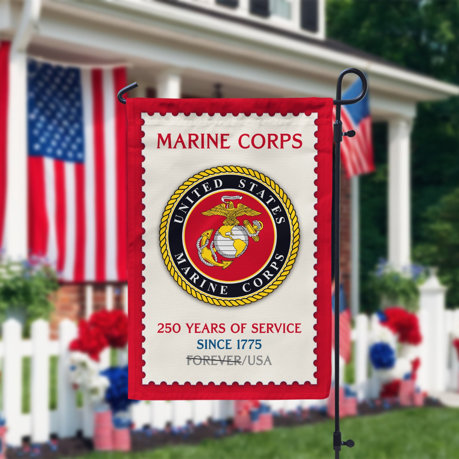 MARlNE 250 Years Of Service Since 1775 Garden Flag 12" x 18" Twin-Side Printing