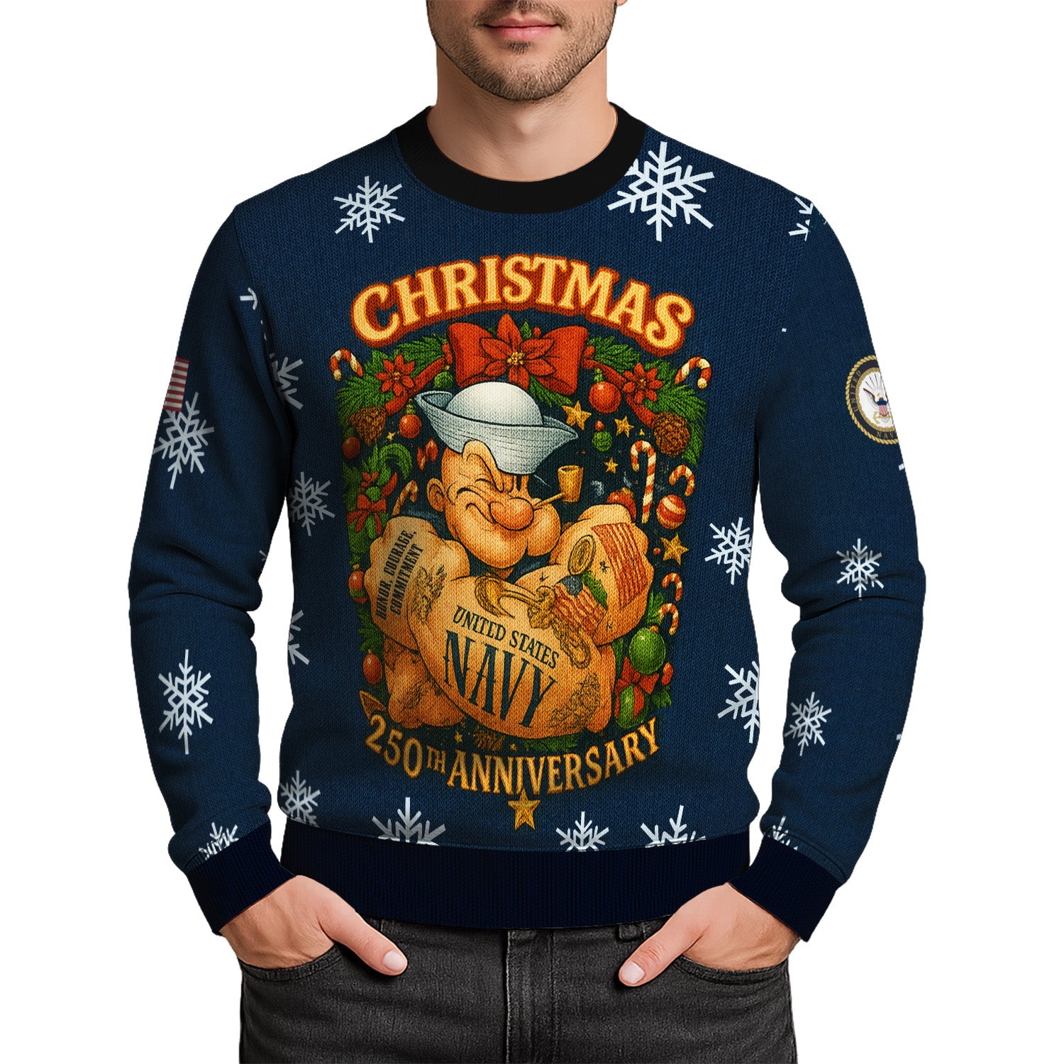 US Navy 250th Anniversary Christmas Ugly Sweater