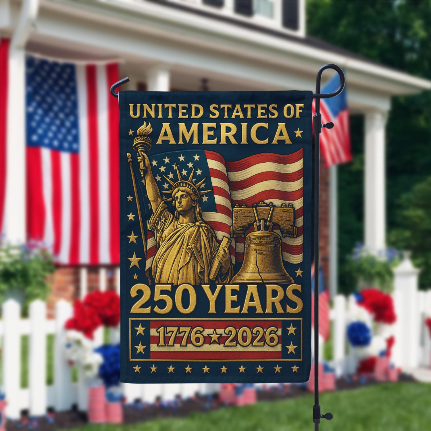 United States Of America 250 Garden Flag 12''x18'' Twin-Side Printing