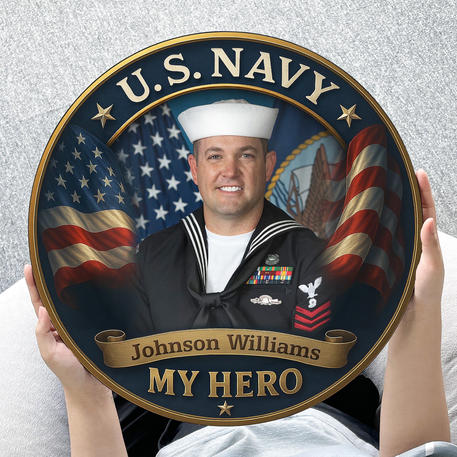 Personalized U.S. Navy Portrait Wooden Sign