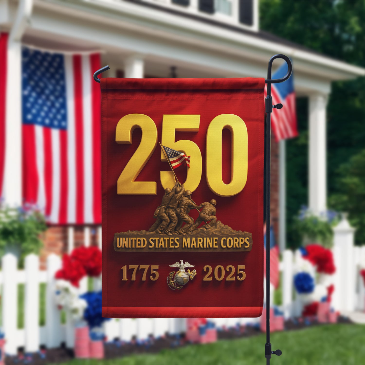 MARlNE 1775 - 2025 Garden Flag 12" x 18" Twin-Side Printing