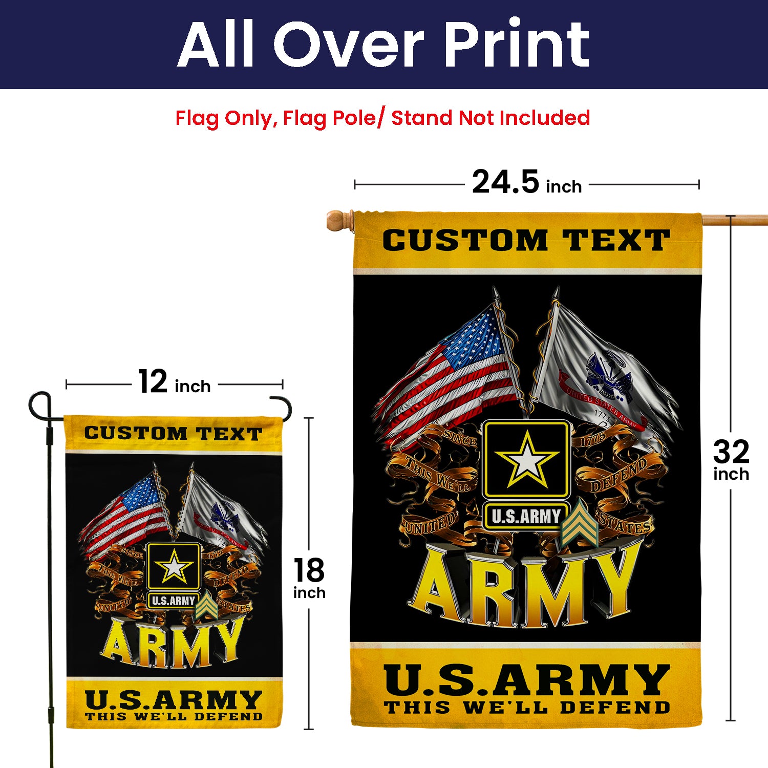 Personalized US Military Logo/Insignia and Text JFLAG02 Garden Flag, House Flag Twin-Side Printing