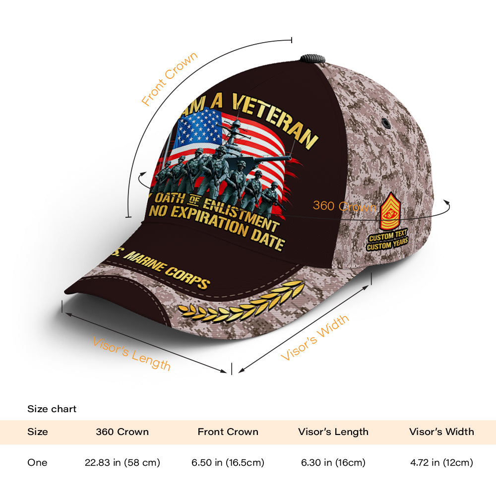 Custom Ranks/Insignia, Personalized Name And Years Served All Over Prints Premium Classic Cap JAOVC11