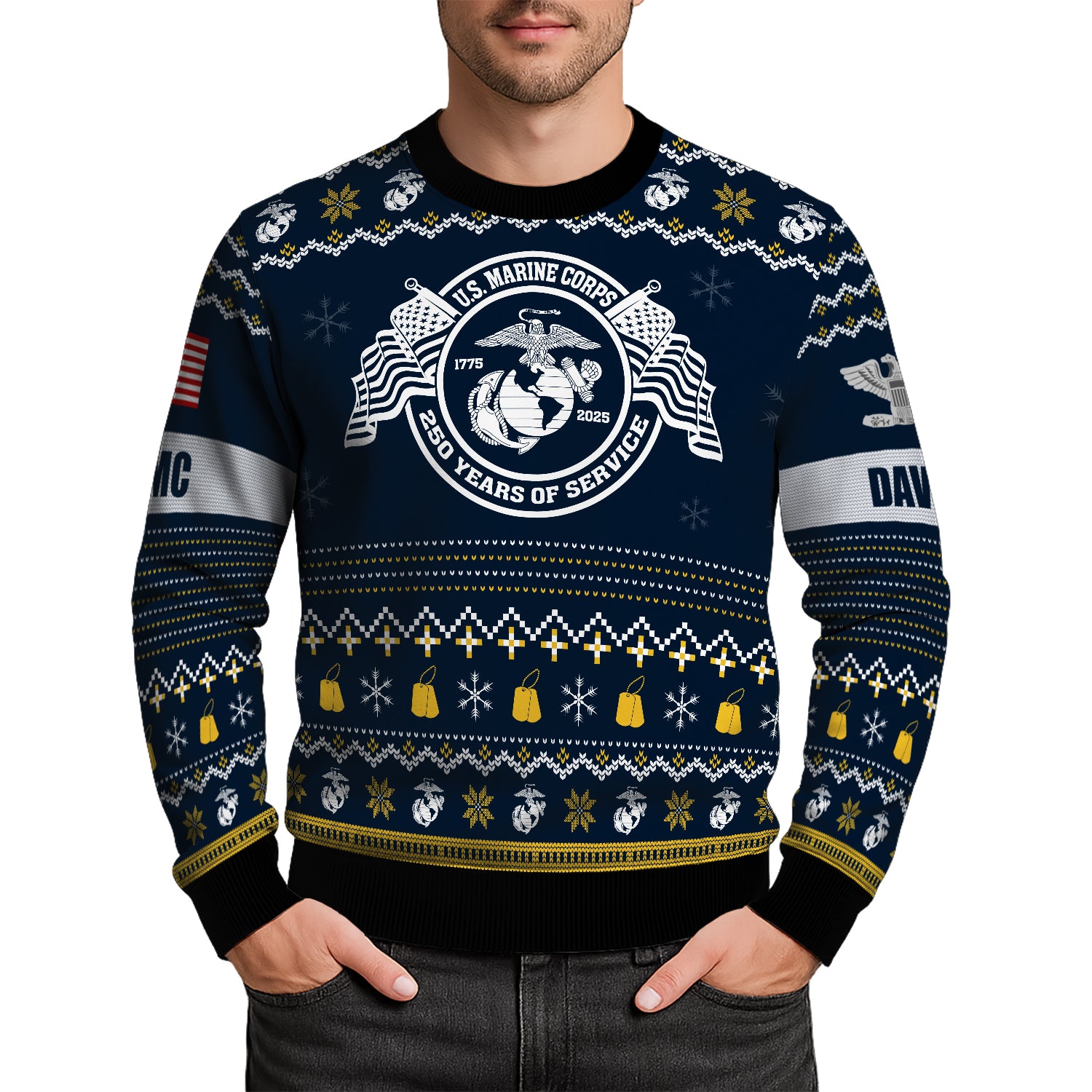 Custom Ranks And Text USMC Ugly Christmas Sweater for Women Men JUST04 Custom Ranks And Text USMC Ugly Christmas Sweater for Women Men JUST04
