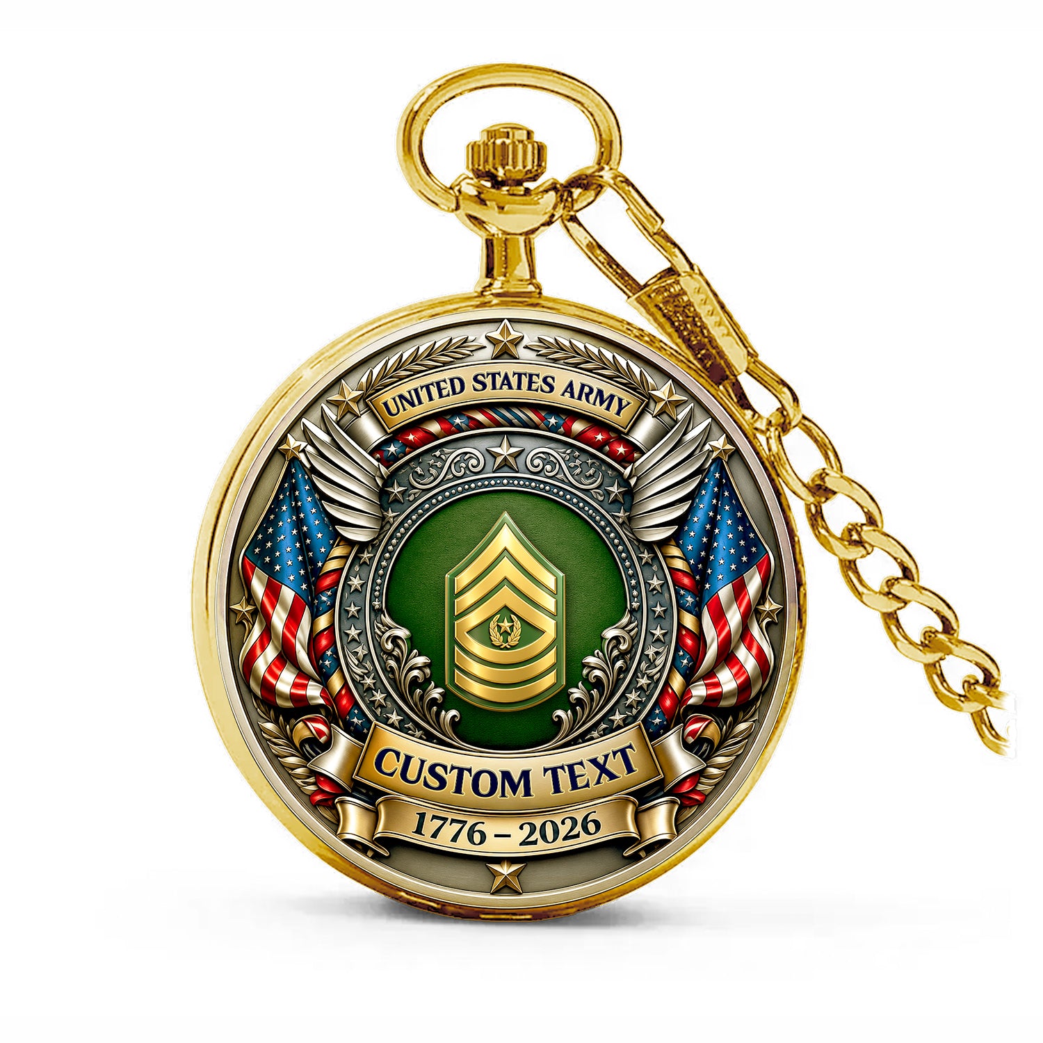 Custom Army Pocket Watch 250th Anniversary Veteran Gift