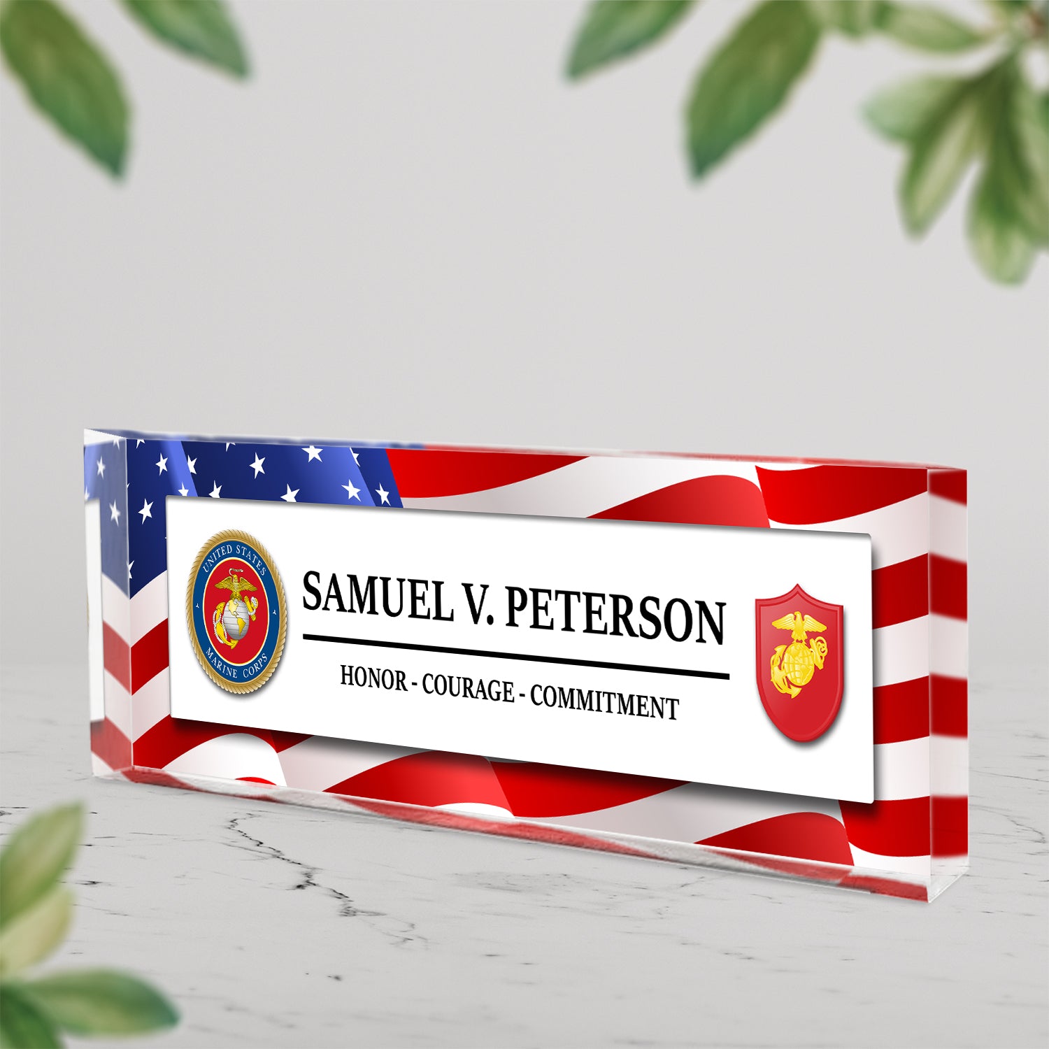 Custom Desk Acrylic Plaque -  Nameplate Gift for MARlNES