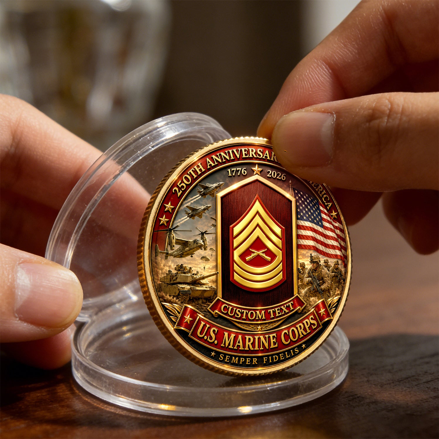 Personalized Marine Corps Coin Custom Rank Name Gift