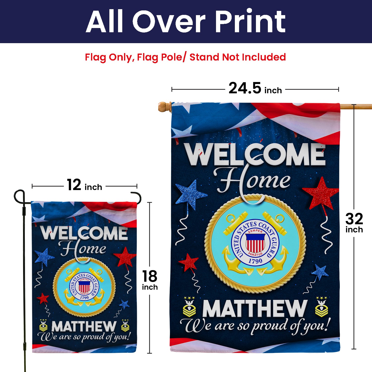 Personalized US Military Logo/Insignia And Text JFLAG22 Garden Flag, House Flag Twin-Side Printing