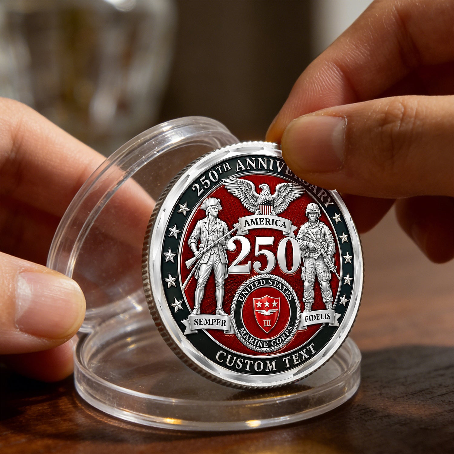 Personalized USMC Challenge Coin 250 Years Of America
