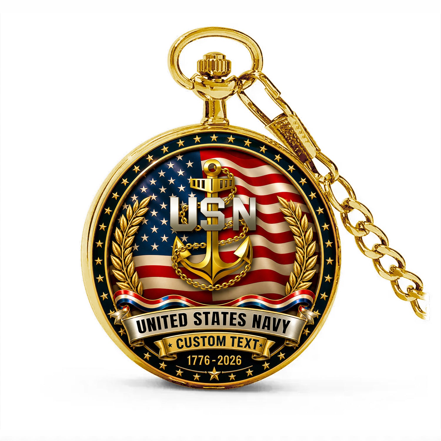 Personalized US Navy Anniversary Pocket Watch Military Keepsake