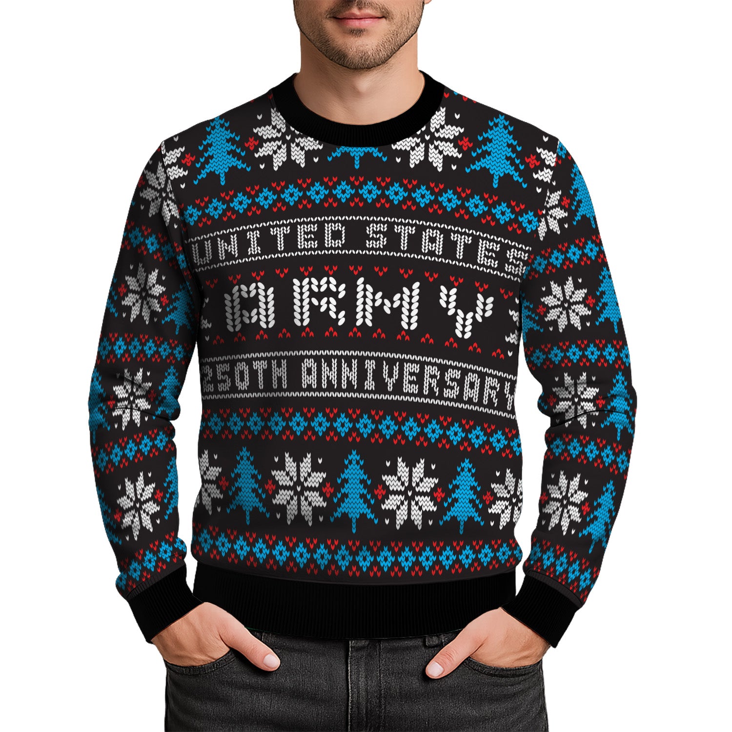 US Army 250th Anniversary Ugly Christmas Sweater for Women Men